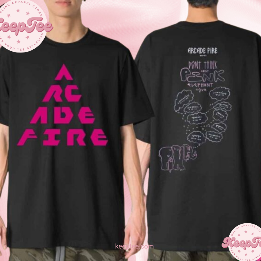 Arcade Fire Band X Mercadorama Dont Think About Pink Elephant Tour 2025 Pink Logo Merchandise Shirt