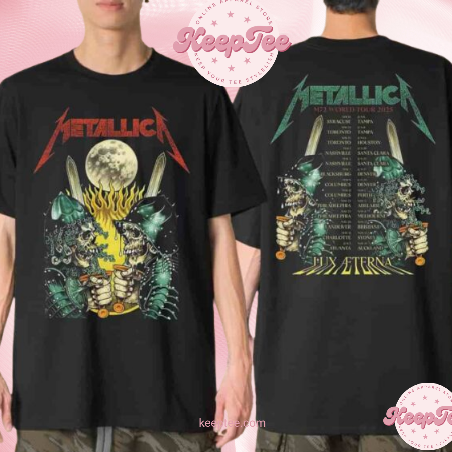 Metallica M72 World Tour 2025 Lux Aterna Armored Skeleton Swordsman Merchandise Two Sides Unisex Shirt