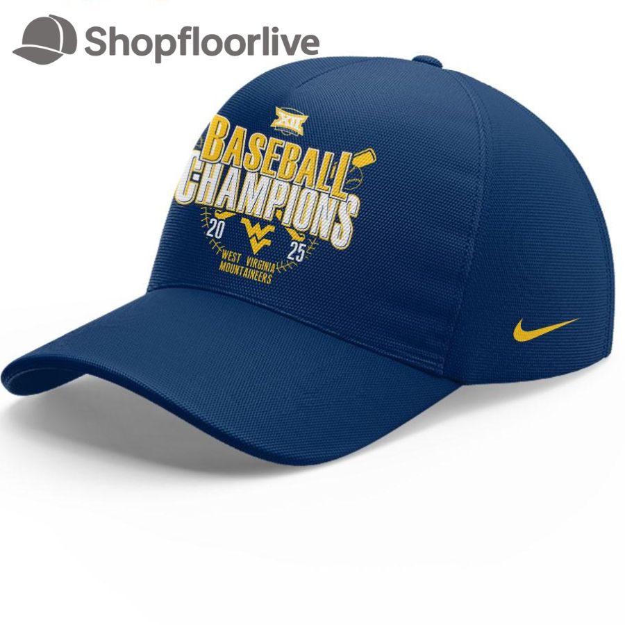 West Virginia Mountaineers 2025 Baseball Big 12 Champions Cap