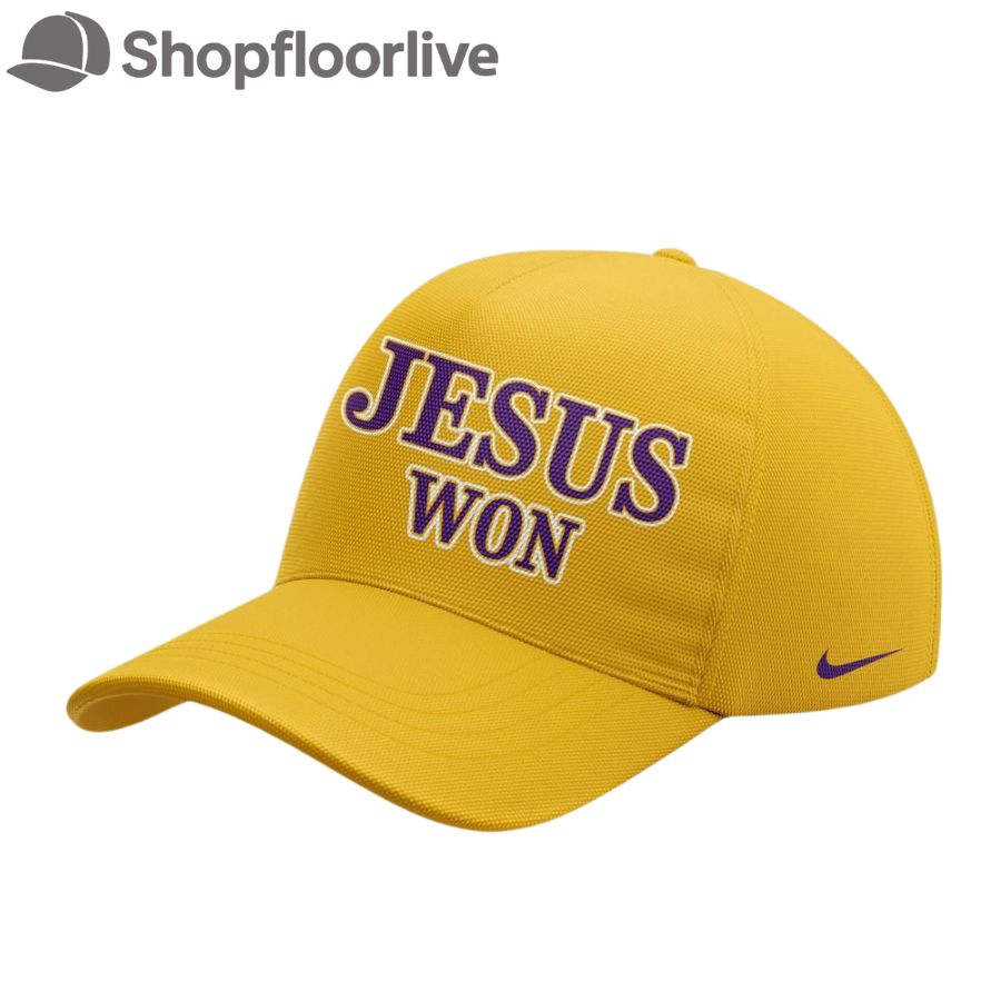 LSU Tigers JESUS WON Yellow Cap