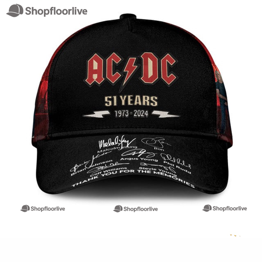 ACDC Band 51 Years 1973-2024 Memories Signature Baseball Cap