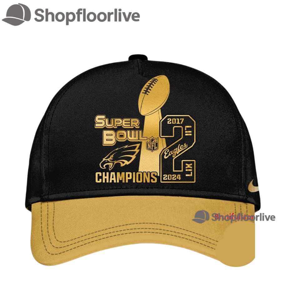Philadelphia Eagles Super Bowl LIX Champions Golden Edition Cap Hats