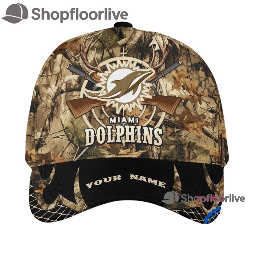 NFL Miami Dolphins Camo Hunting Cap, Football Team Camo Hunting Hats