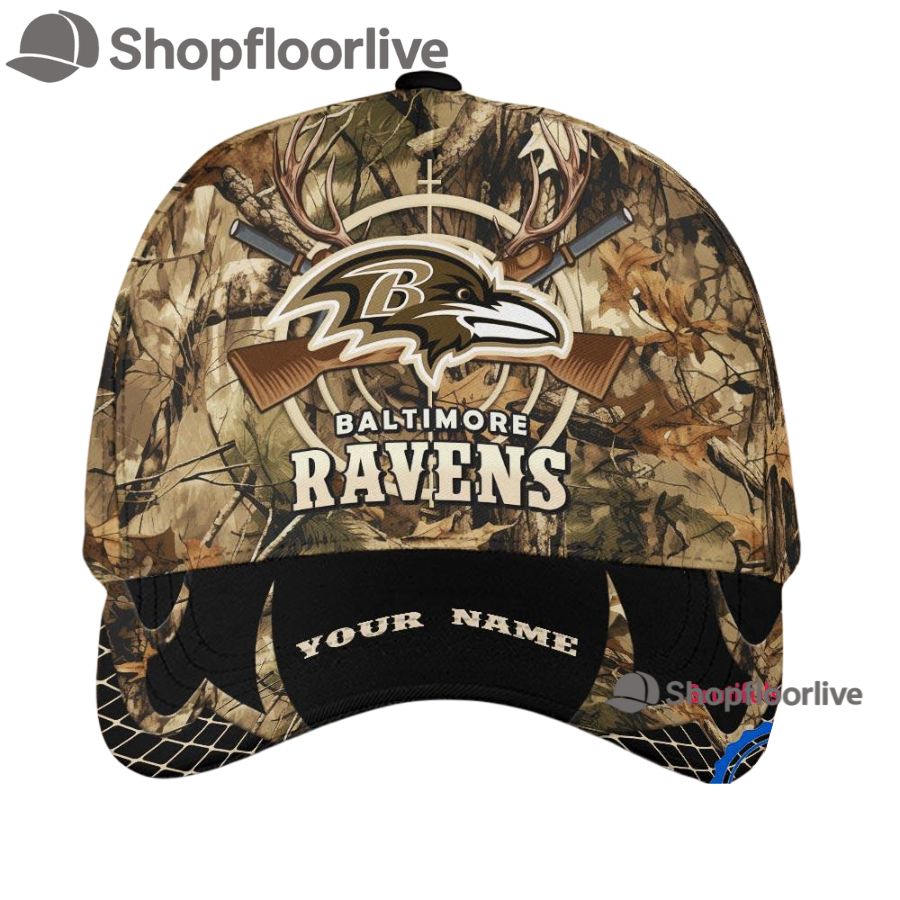 NFL Baltimore Ravens Camo Hunting Cap, Football Team Camo Hunting Hats