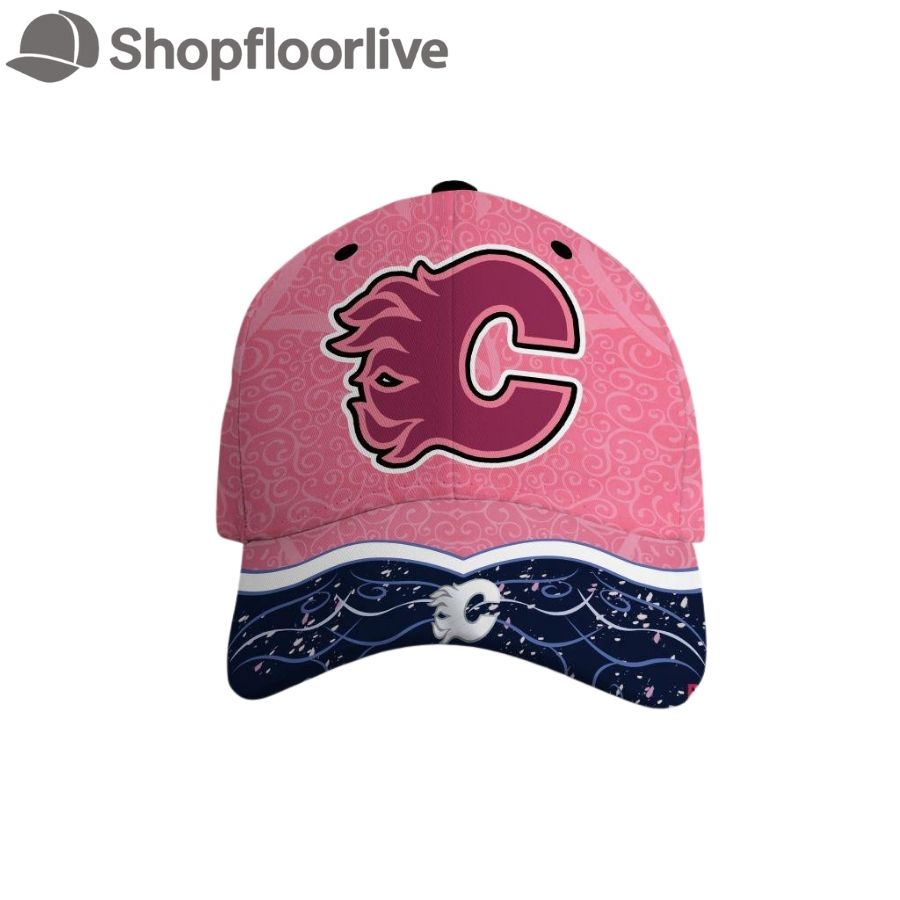 NHL Calgary Flames Hockey Fights Against Cancer Design Cap