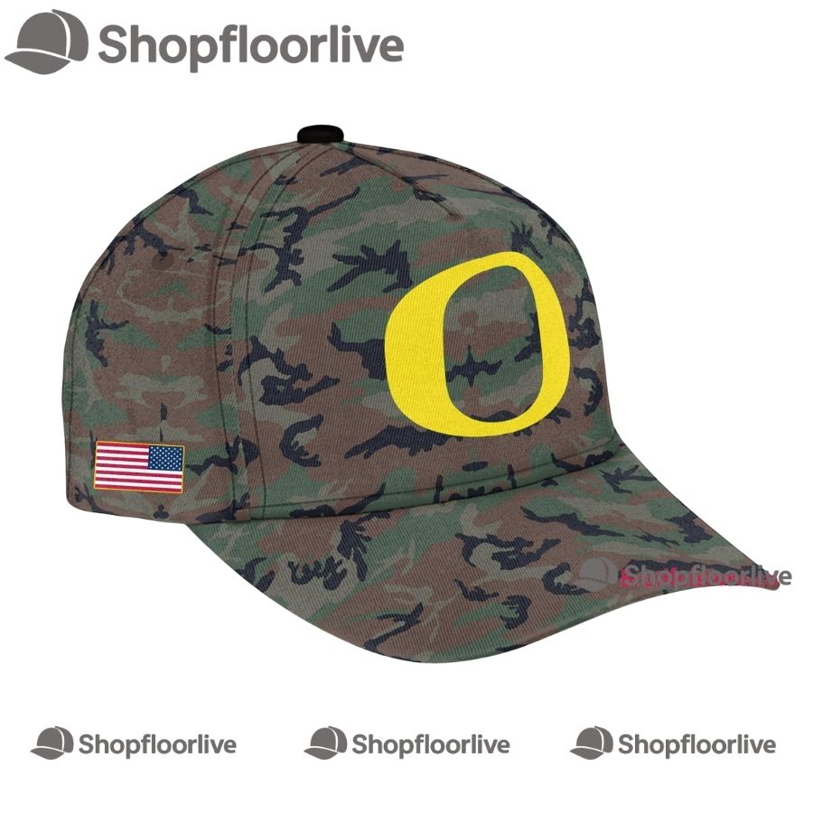 Camo Oregon Ducks 2024 Military Appreciation Club Fleece Pullover Cap