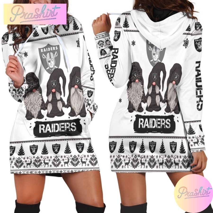Las Vegas Raiders Nfl Hoodie Dress Gnomes All Over Print Hoodie For Women Sport Fans 