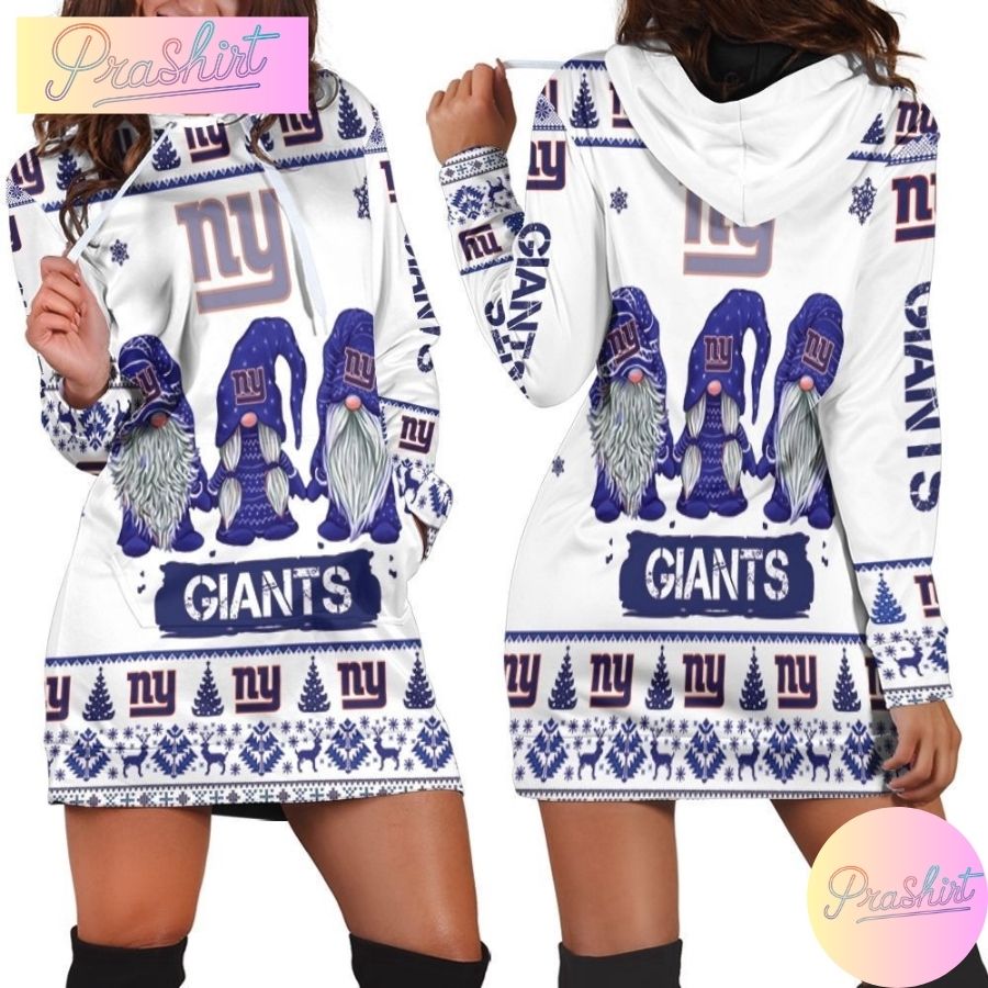 Nfl New York Giants Hoodie Dress Gnomes All Over Print Hoodie For Women Sport Fans 