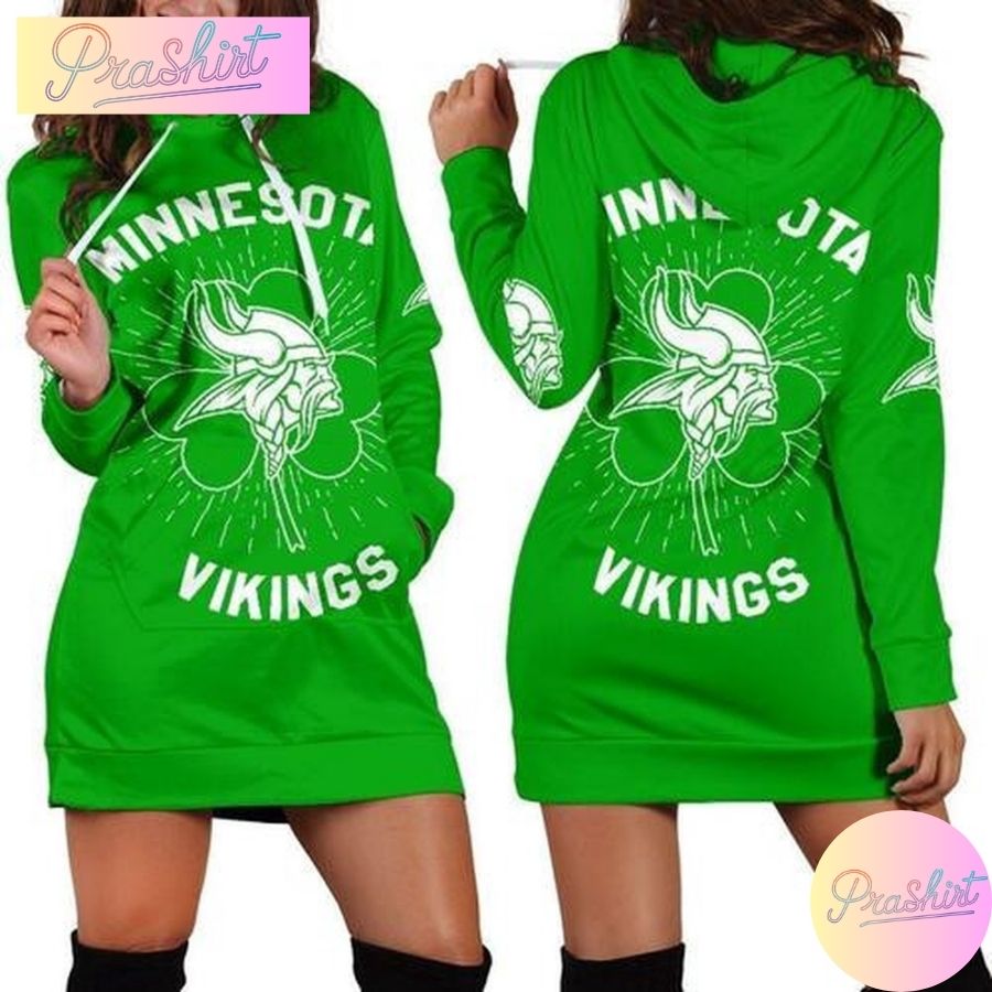 Nfl Minnesota Vikings Hoodie Dress St Patricks Day For Women Hoodie