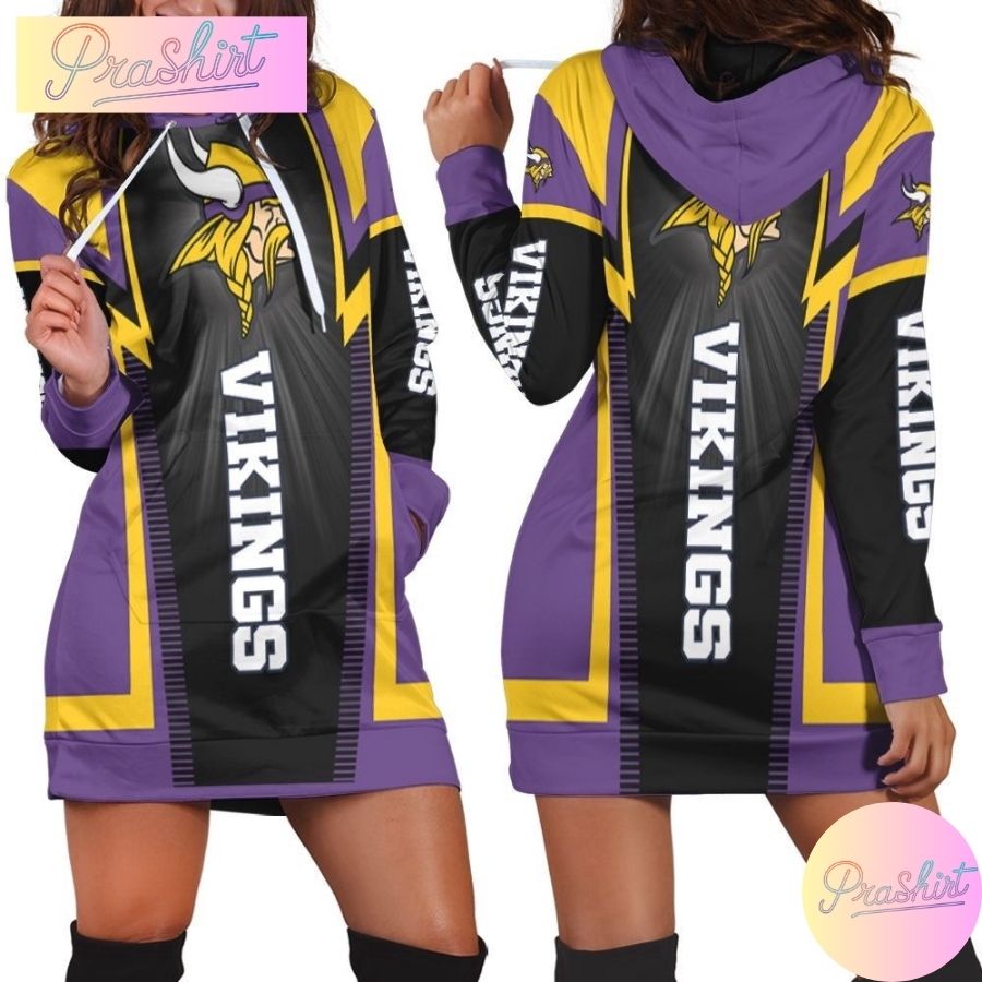 Nfl Minnesota Vikings Hoodie Dress Print 3D Hoodie For Women Fans