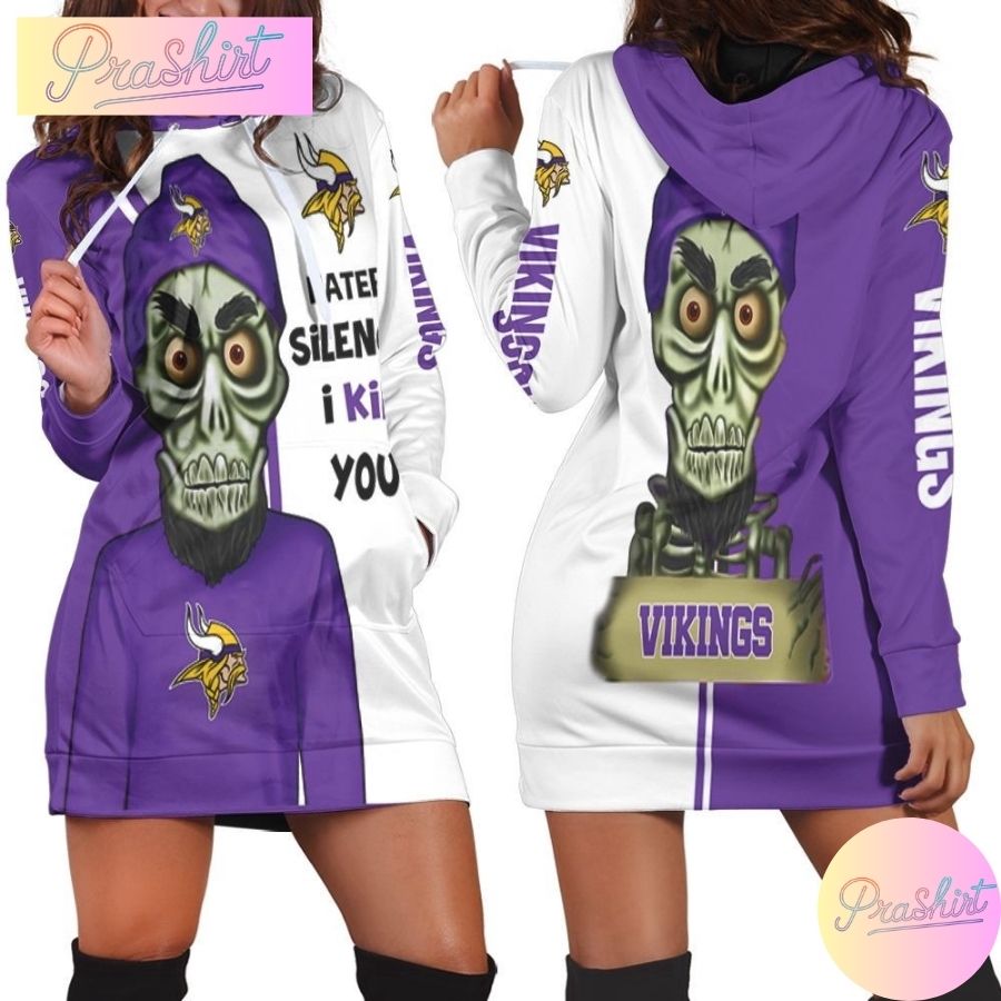 Nfl Minnesota Vikings Hoodie Dress Haters I Kill You Print 3D Hoodie For Women Fans