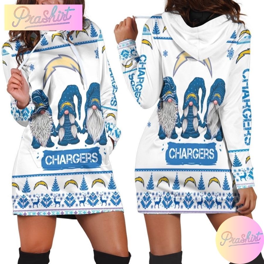 Nfl Los Angeles Chargers Hoodie Dress Gnomes All Over Print Hoodie For Women Sport Fans 