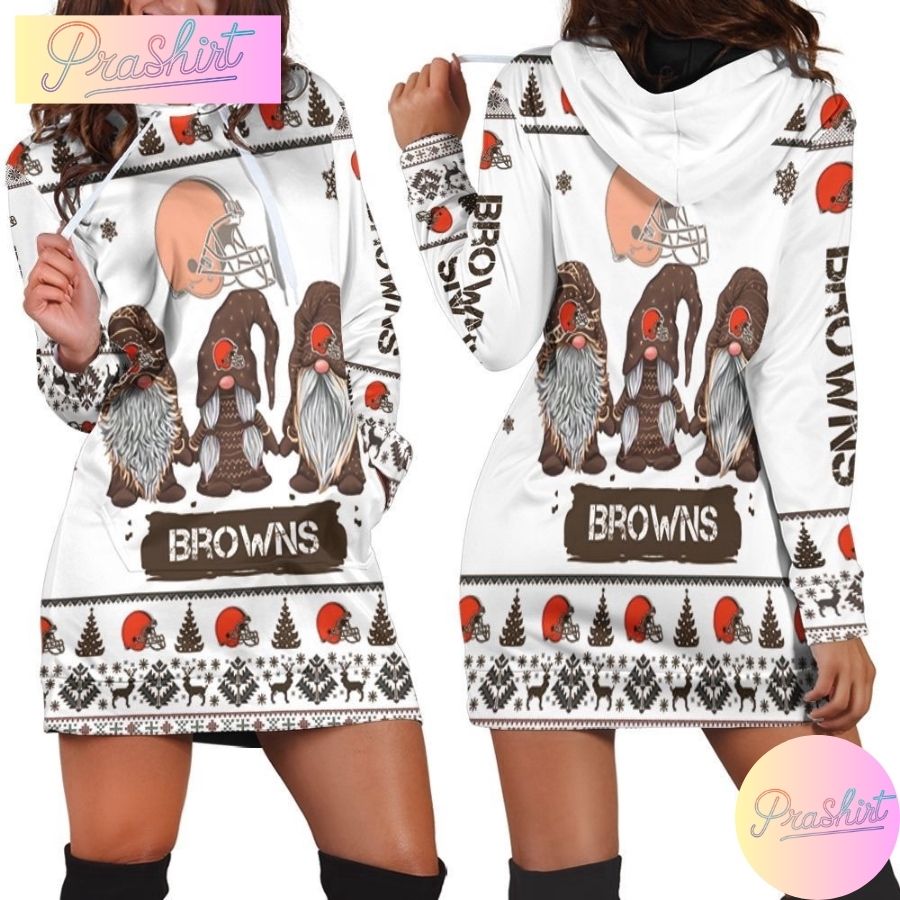 Nfl Cleveland Browns Hoodie Dress Gnomes All Over Print Hoodie For Women Sport Fans 