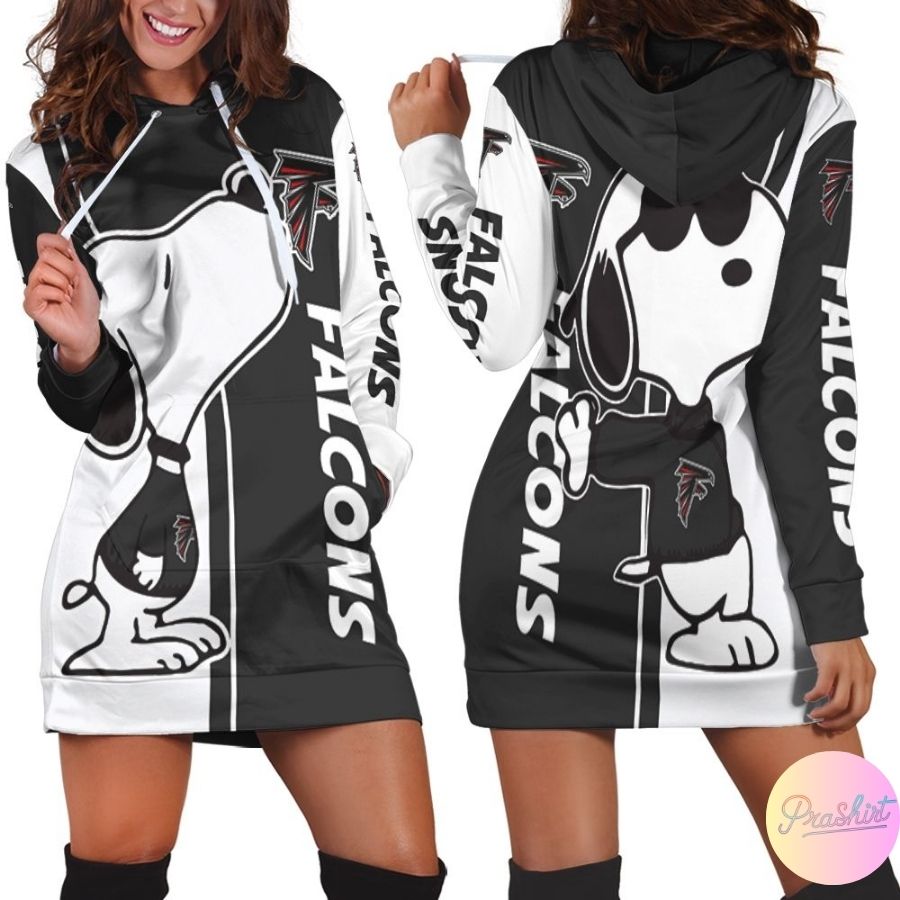 Atlanta Falcons Snoopy Lover All Over Print 3D Hoodie Dress For Women Sport Fans 