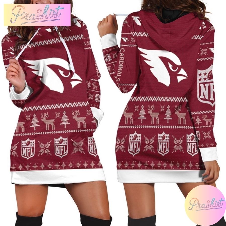 Nfl Arizona Cardinals Hoodie Dress Christmas Print Hoodie Dress For Women