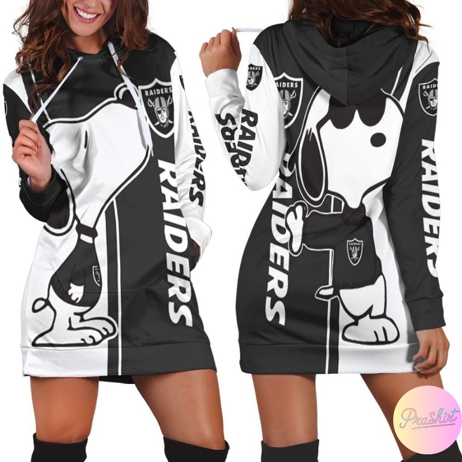 Las Vegas Raiders Snoopy Lover All Over Print 3D Hoodie Dress For Women Sport Fans For Women Football Fans 