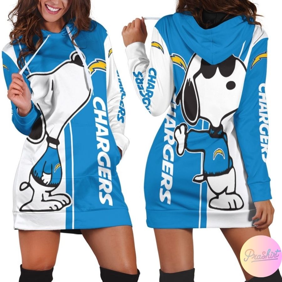 Los Angeles Chargers Snoopy Lover All Over Print 3D Hoodie Dress For Women Sport Fans 