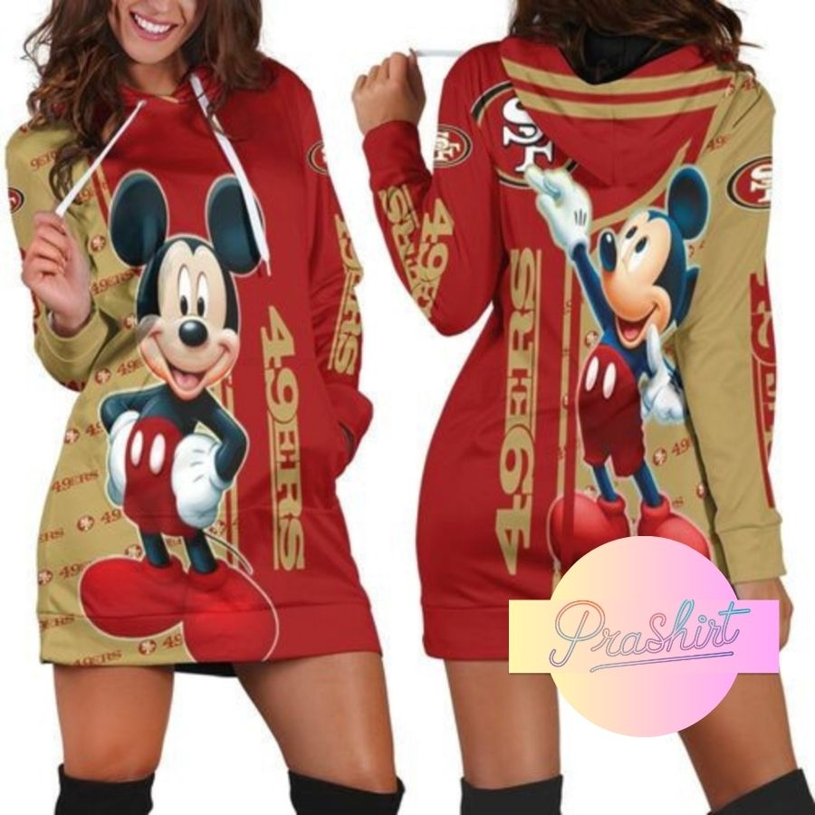 49Ers 3D Football Fan Hoodie Dress For Women Sport Fans Aop Shirt