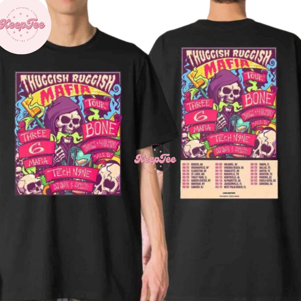 Three 6 Mafia And Bone Thugs-N-Harmony Thuggish Ruggish Mafia Tour Dates 2025 Shirt