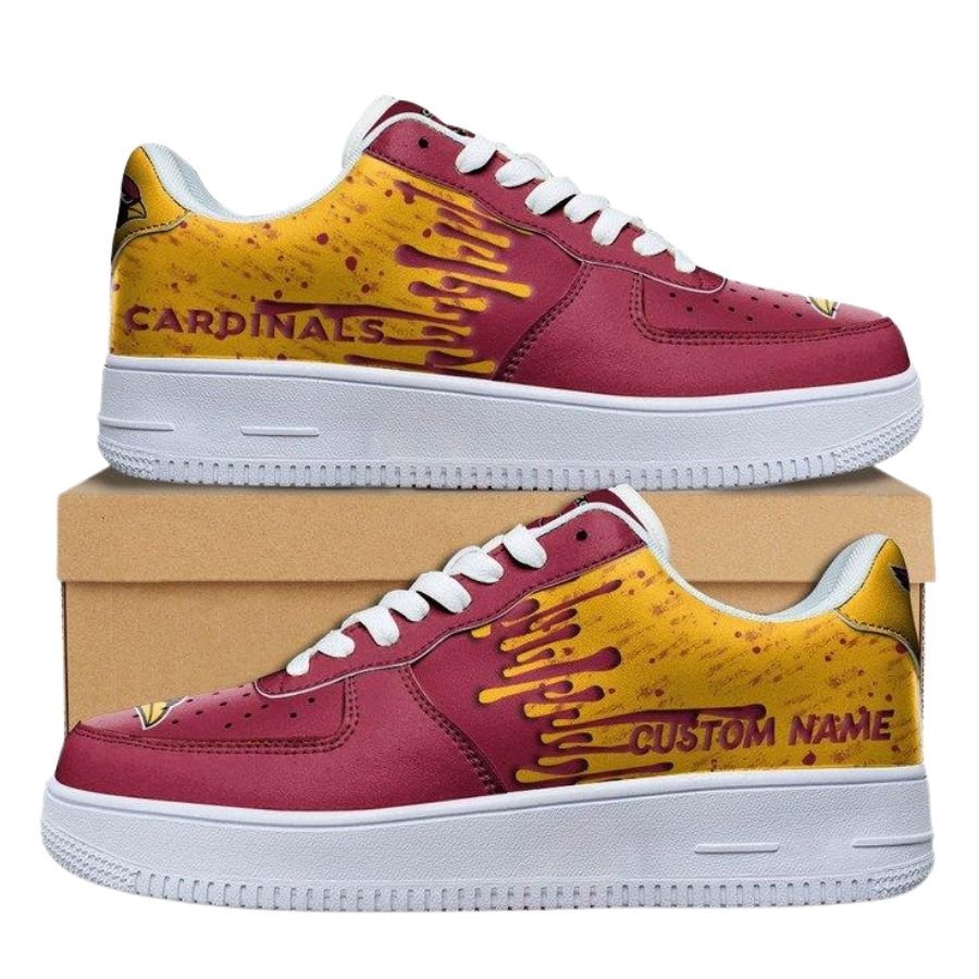 Arizona Cardinals Dripping Color Custom Name Air Force 1 Shoes For Men Women