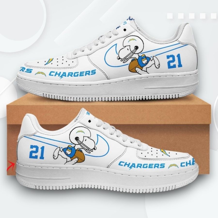 Personalized Snoopy Design Los Angeles Chargers Air Force 1 Low Top Shoes For Men Women