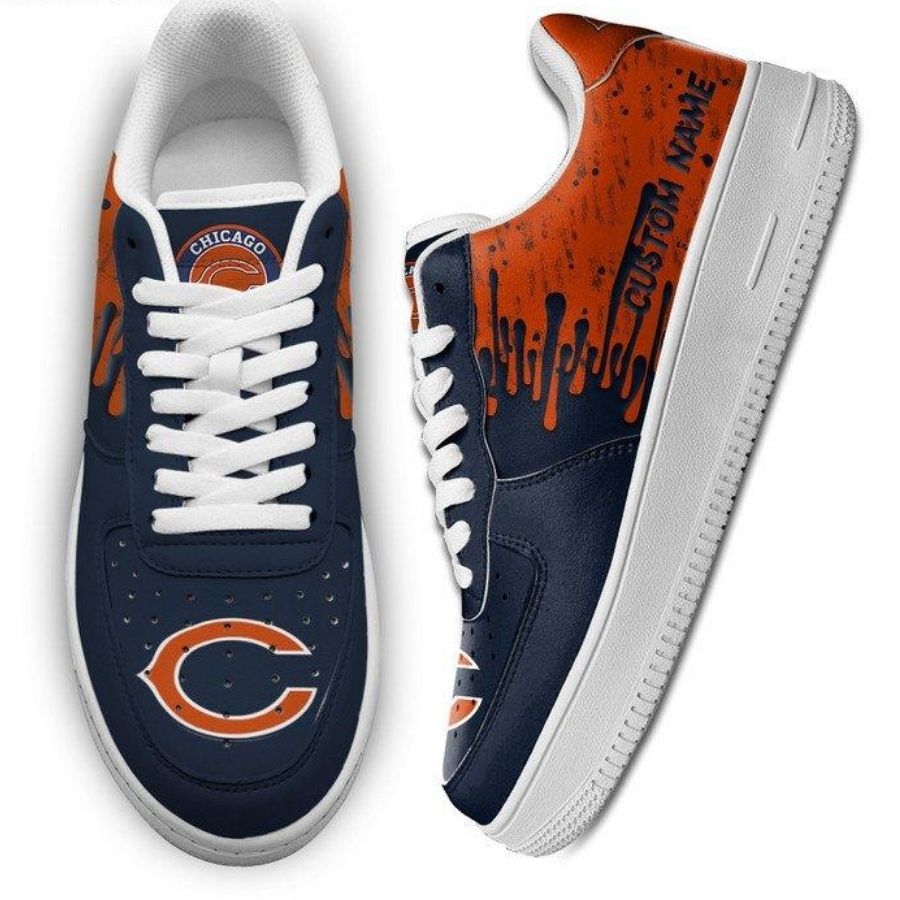 Chicago Bears Dripping Color Custom Name Air Force 1 Shoes For Men Women