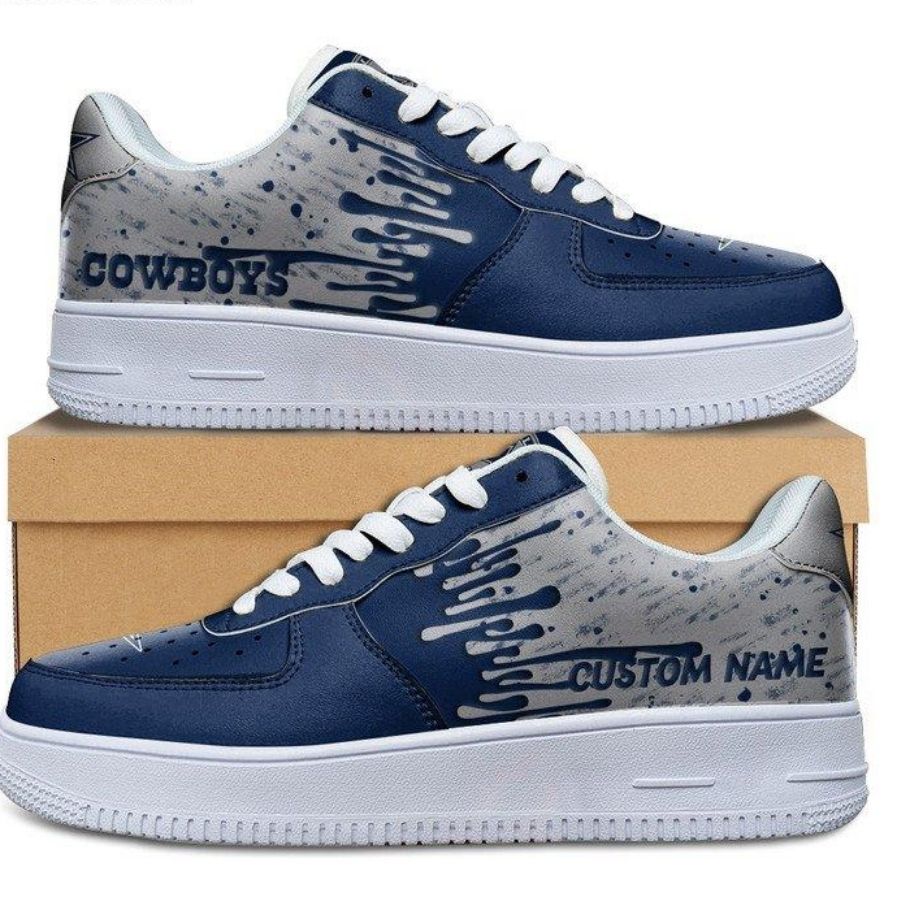 Dallas Cowboys Dripping Color Custom Name Air Force 1 Shoes For Men Women