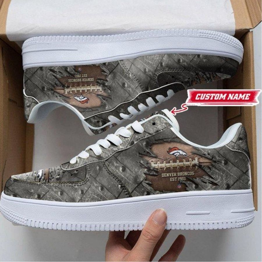 Denver Broncos Cracked Metal Personalized Air Force 1 Shoes Sneaker For Men Women