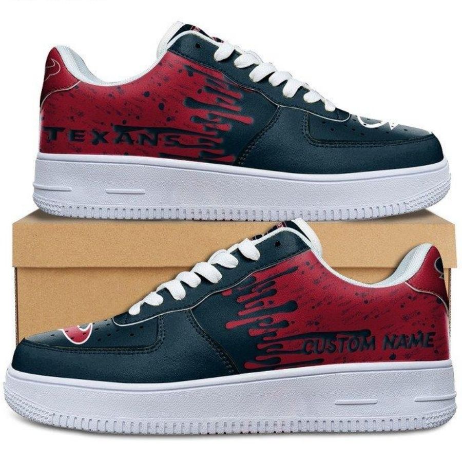 Houston Texans Dripping Color Custom Name Air Force 1 Shoes For Men Women