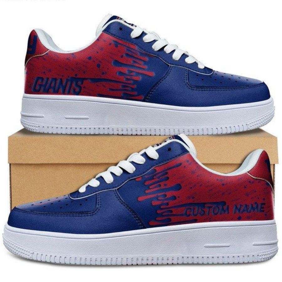 New York Giants Dripping Color Custom Name Air Force 1 Shoes For Men Women