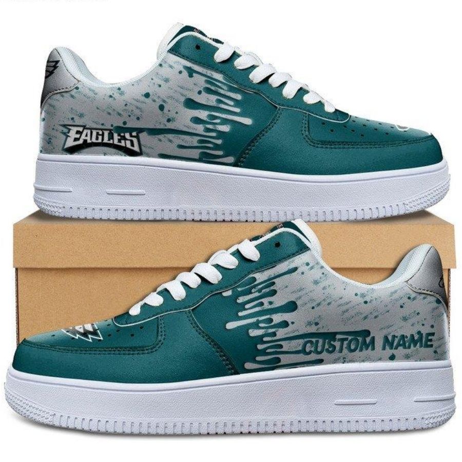 Philadelphia Eagles Dripping Color Custom Name Air Force 1 Shoes For Men Women