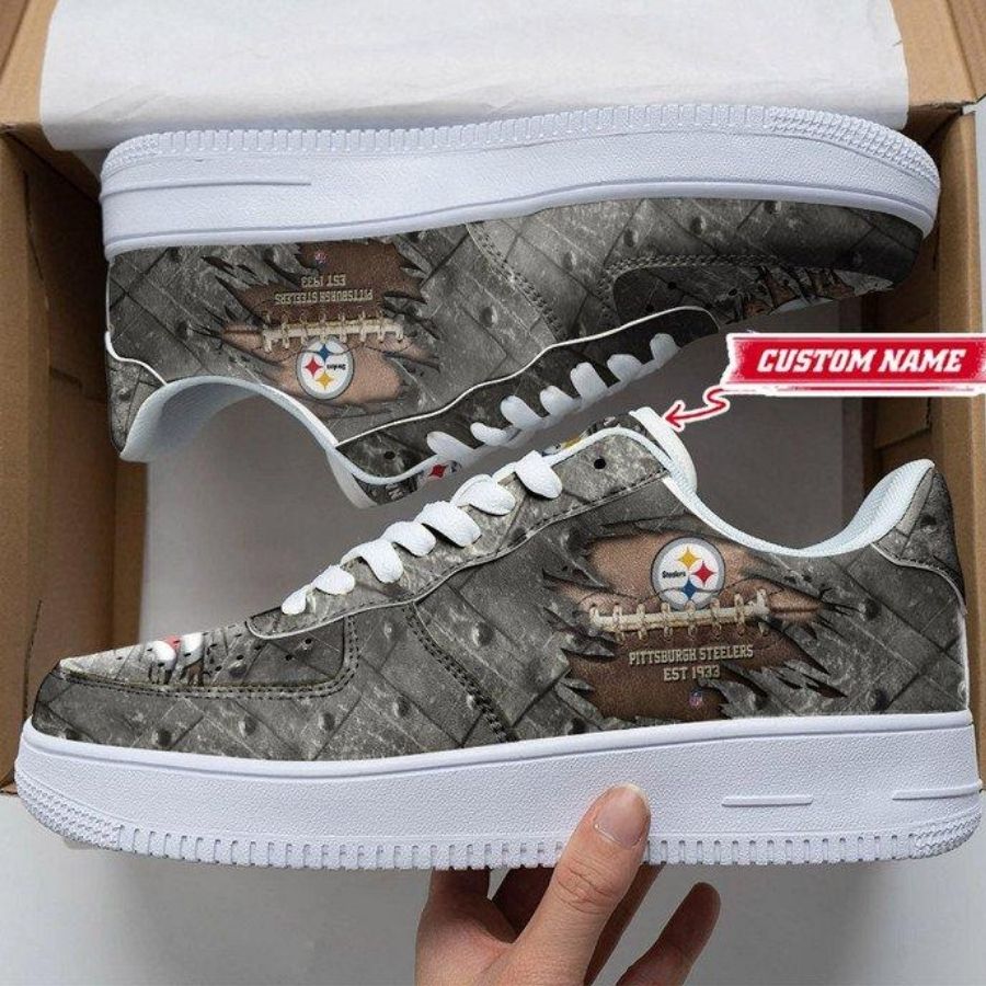 Pittsburgh Steelers Cracked Metal Personalized Air Force 1 Shoes Sneaker For Men Women