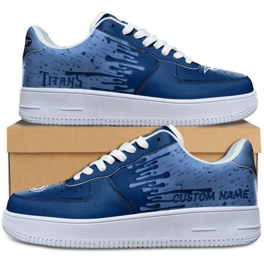 Tennessee Titans Dripping Color Custom Name Air Force 1 Shoes For Men Women