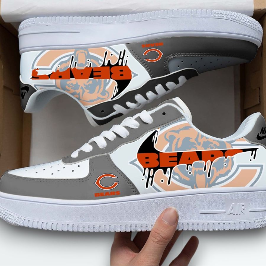 Chicago Bears Logo Print Air Force 1 Sneakers For Fans For Men Women