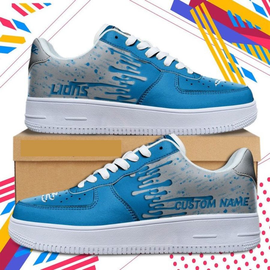 Detroit Lions Nfl Dripping Color Pattern Sneaker For Men Women