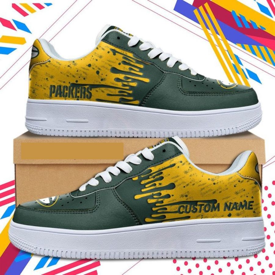 Green Bay Packers Nfl Dripping Color Pattern Sneaker For Men Women
