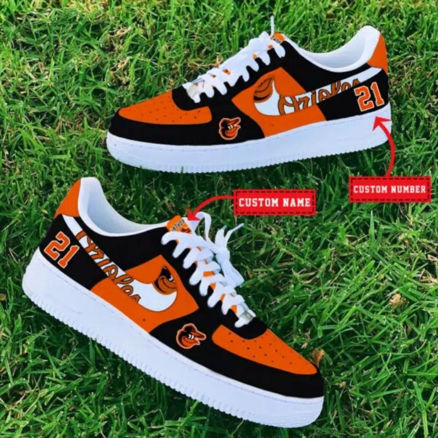 Baltimore Orioles Mlb Custom Name And Number Air Force 1 Sneaker For Men Women