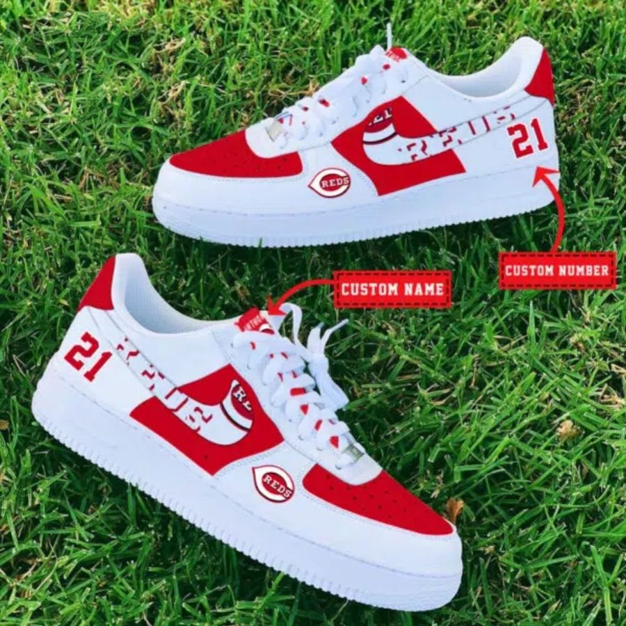 Cincinnati Reds Mlb Custom Name And Number Air Force 1 Sneaker For Men Women
