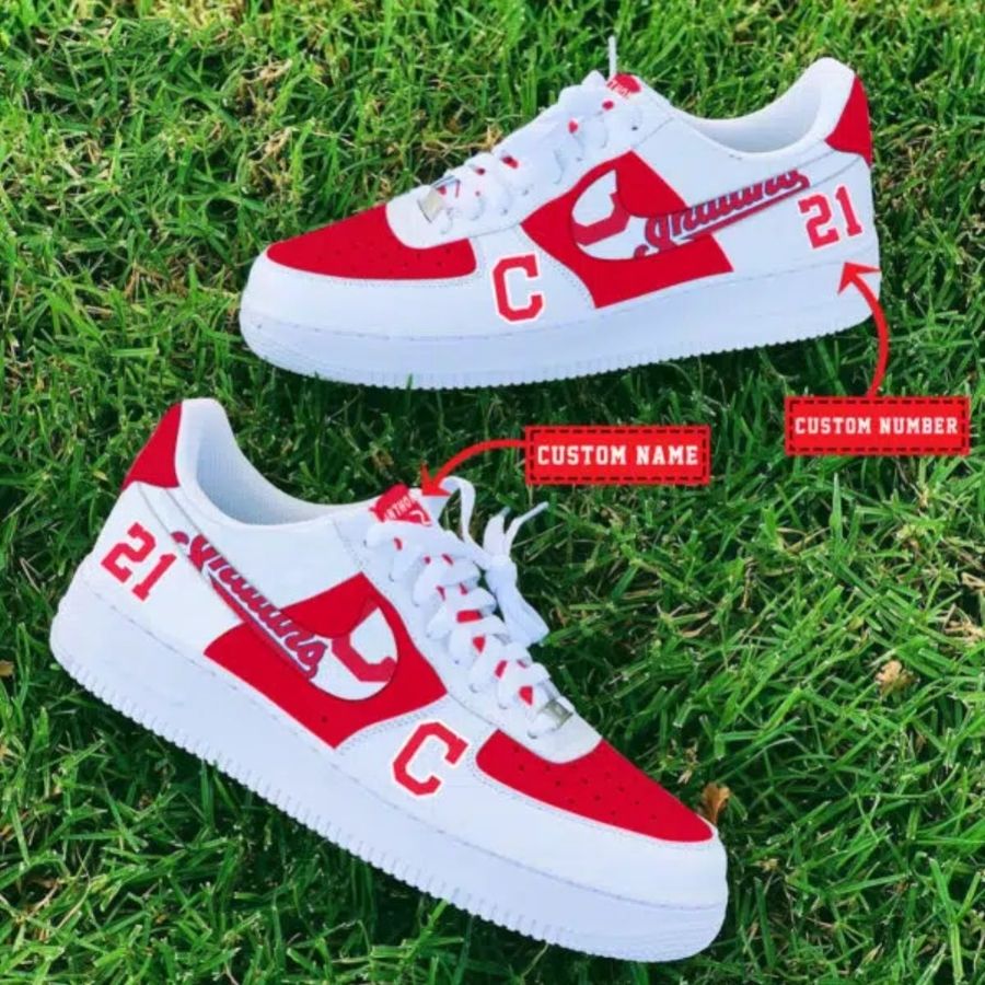 Cleveland Indians Mlb Custom Name And Number Air Force 1 Sneaker For Men Women
