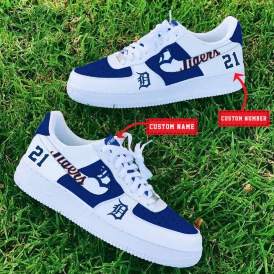 Detroit Tigers Mlb Custom Name And Number Air Force 1 Sneaker For Men Women