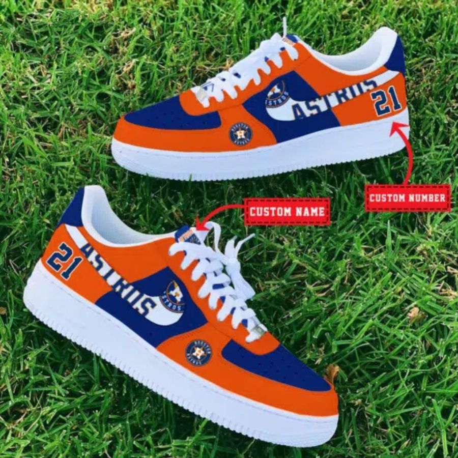 Houston Astros Mlb Custom Name And Number Air Force 1 Sneaker For Men Women
