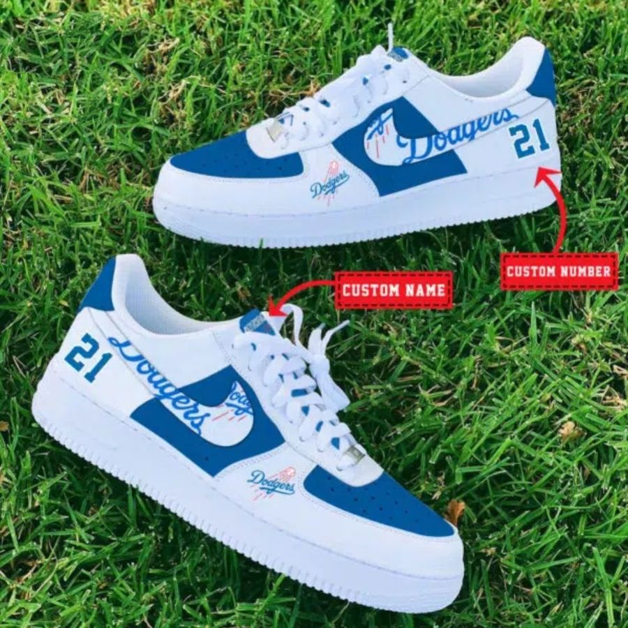 Los Angeles Dodgers Mlb Custom Name And Number Air Force 1 Sneaker For Men Women