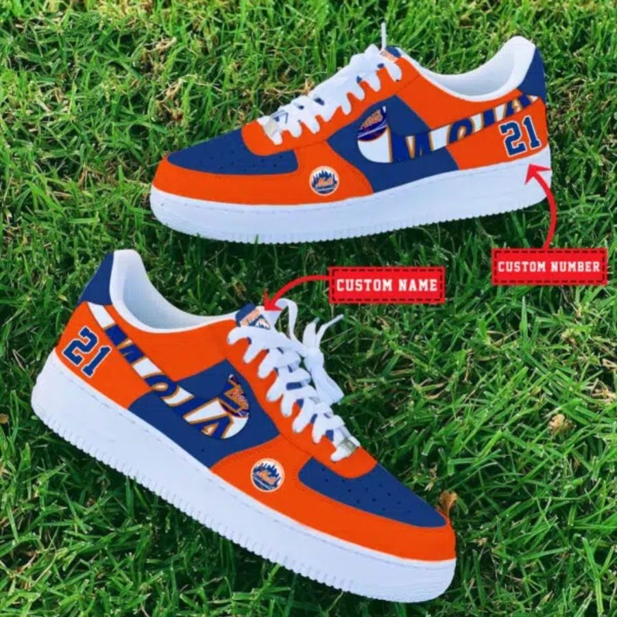 New York Mets Mlb Custom Name And Number Air Force 1 Sneaker For Men Women