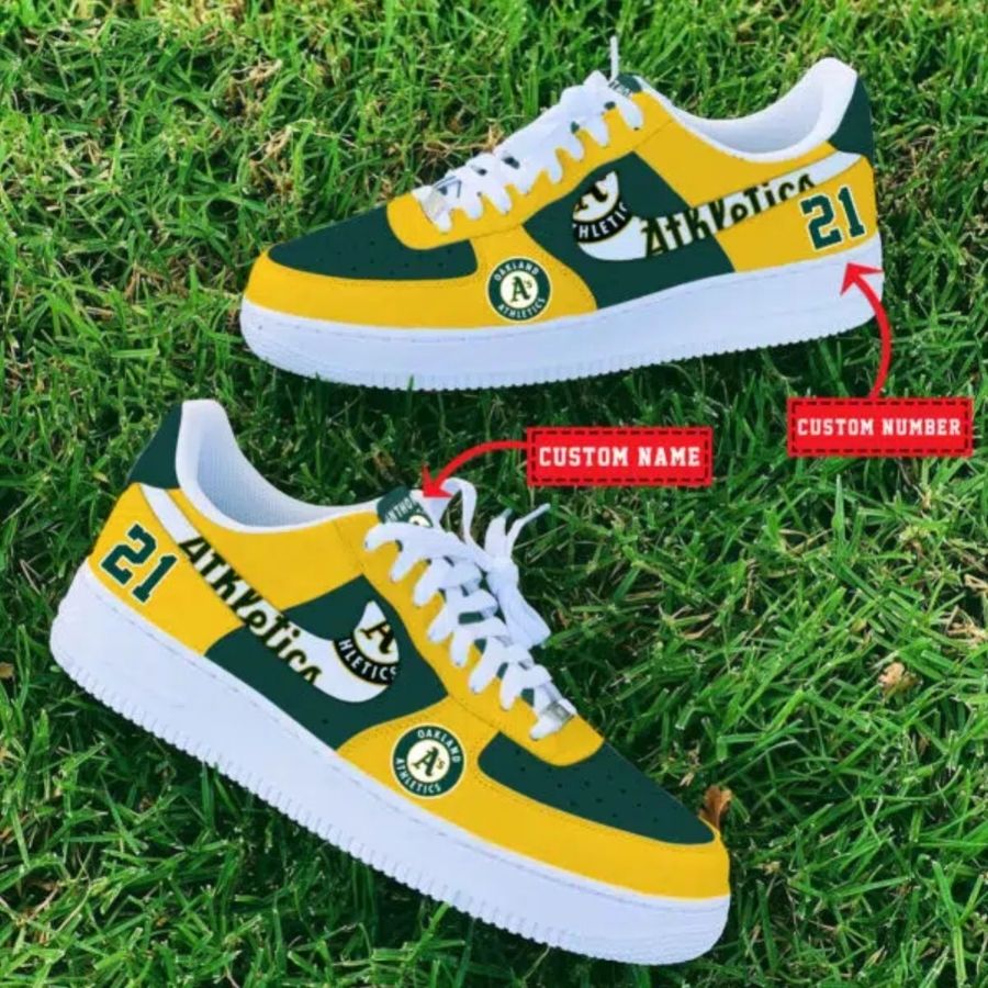 Oakland Athletics Mlb Custom Name And Number Air Force 1 Sneaker For Men Women
