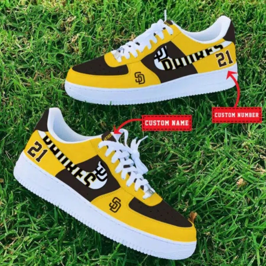 San Diego Padres Mlb Custom Name And Number Air Force 1 Sneaker For Men Women