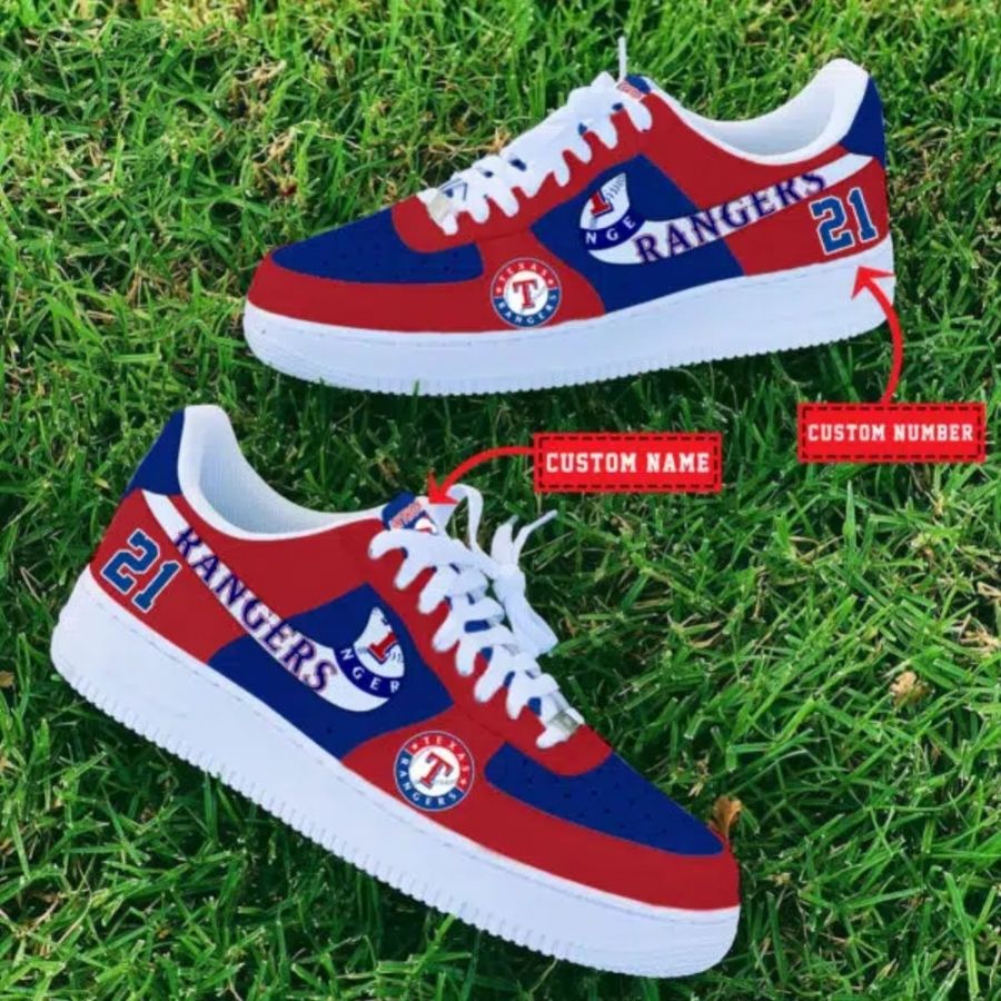 Texas Rangers Mlb Custom Name And Number Air Force 1 Sneaker For Men Women