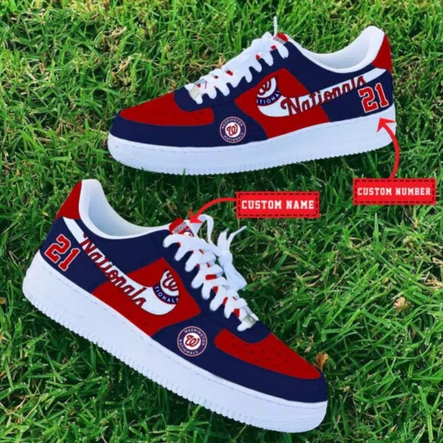 Washington Nationals Mlb Custom Name And Number Air Force 1 Sneaker For Men Women