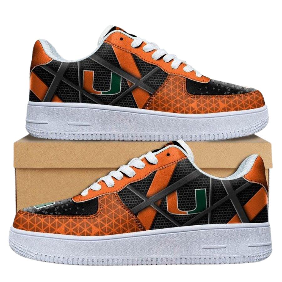 Miami Hurricanes Ncaa Air Force 1 Sneaker Shoes For Men Women